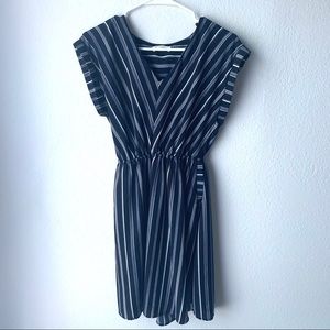 Monteau Navy and White Striped Dress with Pockets